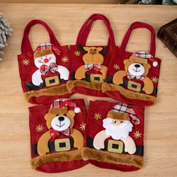 Christmas Gift Bags Handbags Tote Bags Candy Bags Snowman Bear Gift Bags Storage Bags Christmas Decoration Gift Elk Handbag
