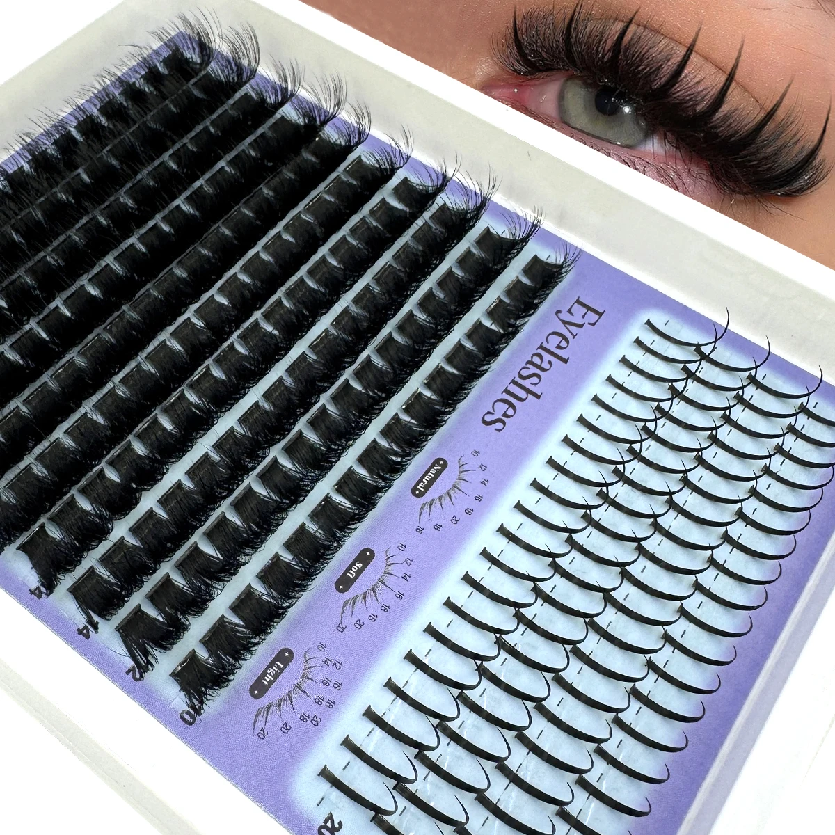 14 rijen Spikes + 60D-200D Wimpers Clusters Piekerige Manga Wimpers Clusters Extension Unieke Spiky Cluster Anime Individuals Fairy Lashes