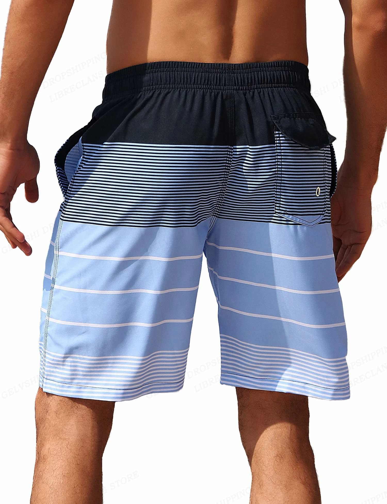 Pantalones cortos de playa a rayas para hombre, a la moda traje de baño, pantalones cortos de Fitness para gimnasio, ropa de playa para niño