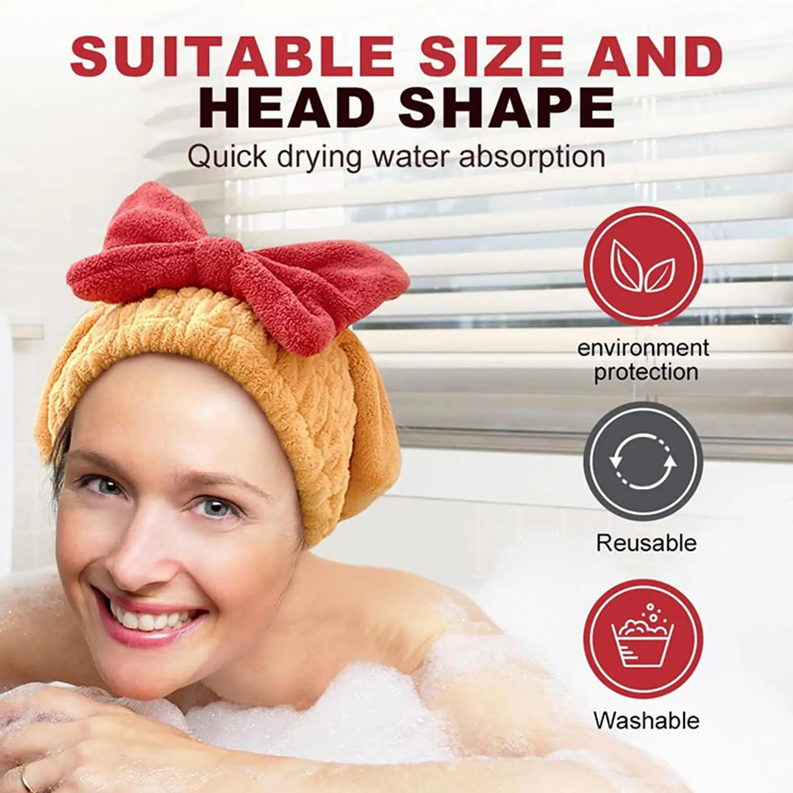27X26CM Microfiber Hair Towel Extra Thick  Quick Dry Hair Towel Wrap for Women Girls Short Curly Wet Thick Bathroom