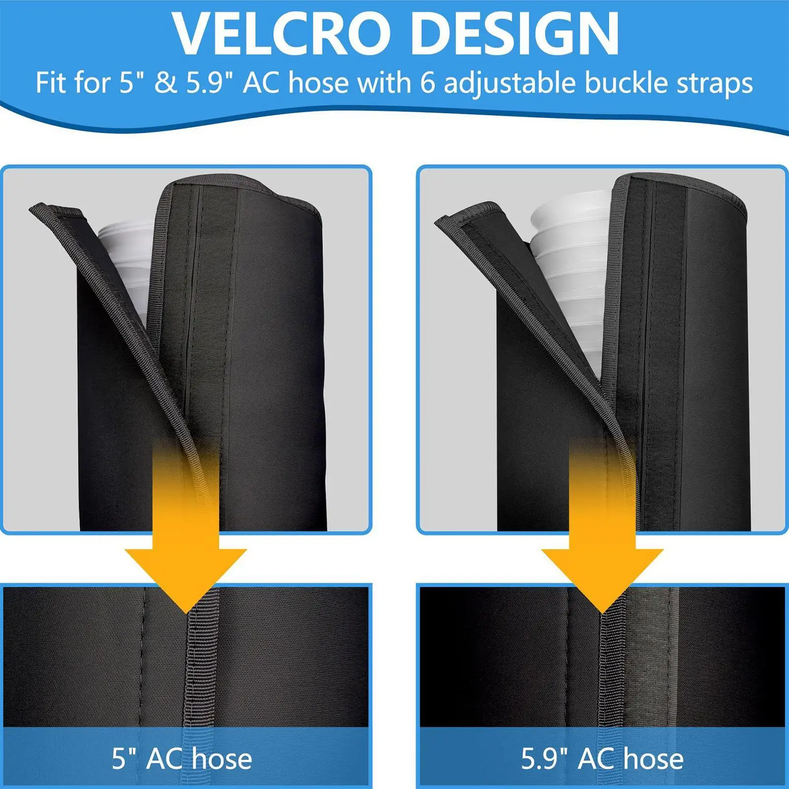 Air Conditioner Hose Cover Wrap AC Hose Duct Vent Cover Sleeve Insulated Cover for Portable AC 5" & 5.9" Exhaust Hoses Tube view 4