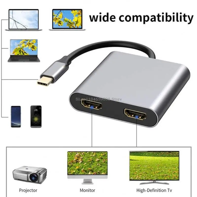 

Двойной адаптер 4K HDTV USB C для ноутбуков, поддерживающий несколько режимов с функцией зеркального отображения видео