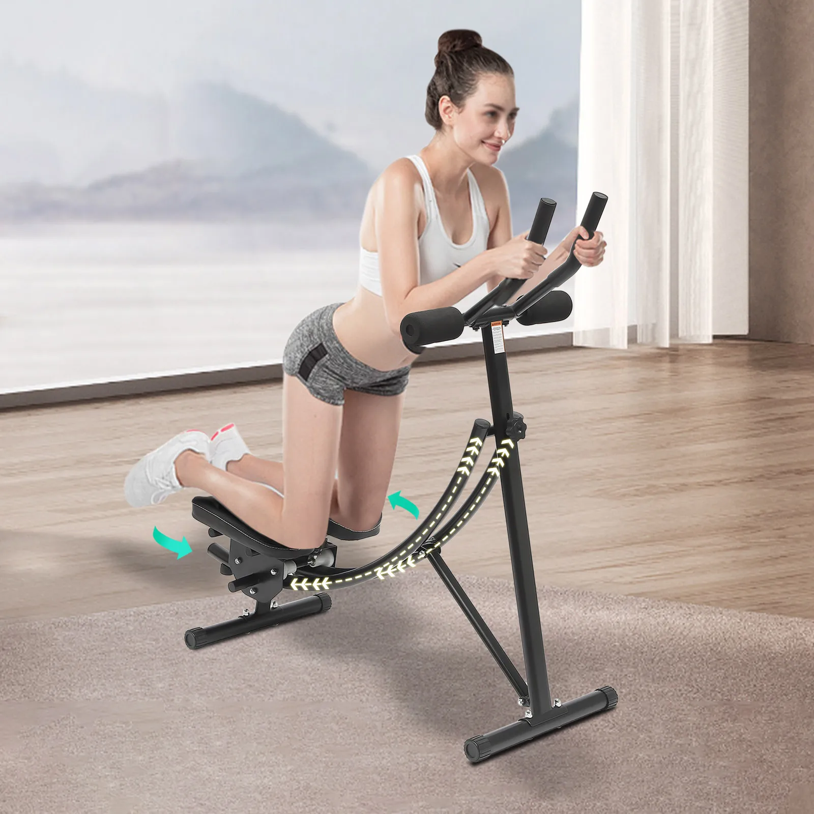 

Black Ab Machine with 0-180° Rotating Seat Cushion, Foldable Core & Abdominal Exercise Machine, LED Display, for Home, Gyms