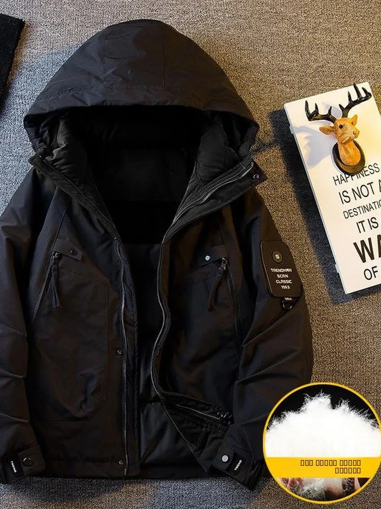 

Men's Casual ort Thiened down Jaet Winter Outdoor Windproof Warm Fce Lined Zipper Closure Coat for Couples