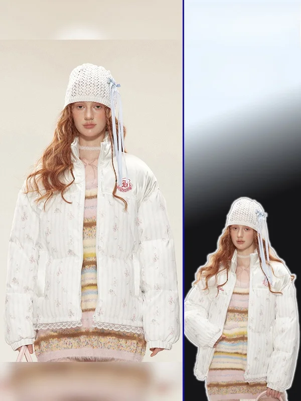 

Женская зимняя теплая куртка большого размера в американском стиле с воротником-стойкой, хлопковая, с комбинированными вставками, верхняя одежда