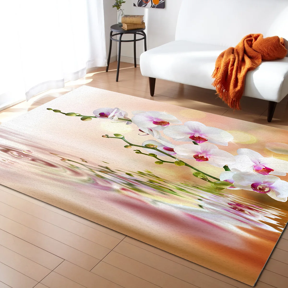 

Water Wave Orchid Inverted Image Living Room Floor Mat Children's Room Bedroom Bedside Carpet Kitchen Door Mat