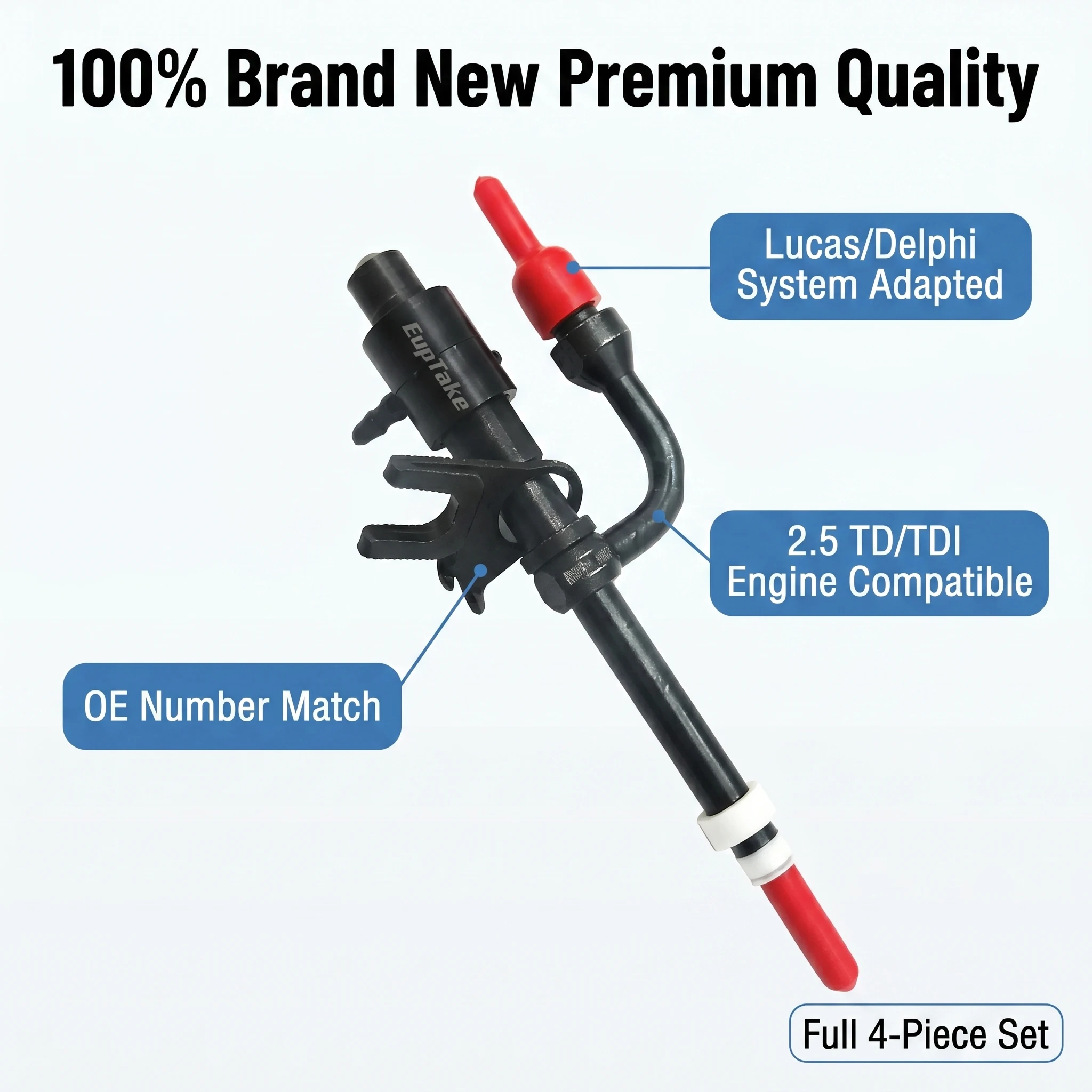 4PCS New 954F-9K546-DC Fuel Injector Pencil Nozzle 33408 1048438 Fit for Ford Transit 2.5 TD 1991-2000 LDV Convoy 2.5 TDI 101HP