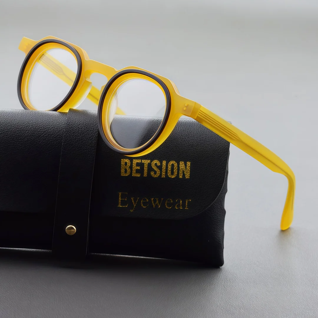 

BETSION Fashion Round Acetate Eyeglasses Frames Retro Color Spectacles Men Women Fashion Eyewear Glasses #2294
