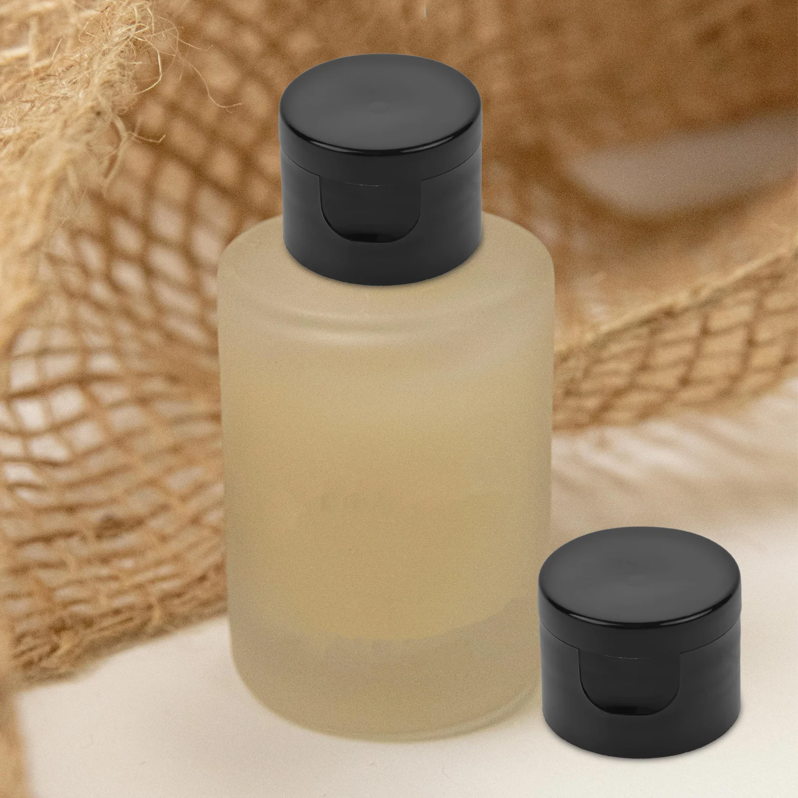 

50pcs Black Glossy Flip Top Bottle Caps 24mm Plastic Lotion Shampoo Body Wash Containers Refillable Emulsion Lid Bottle