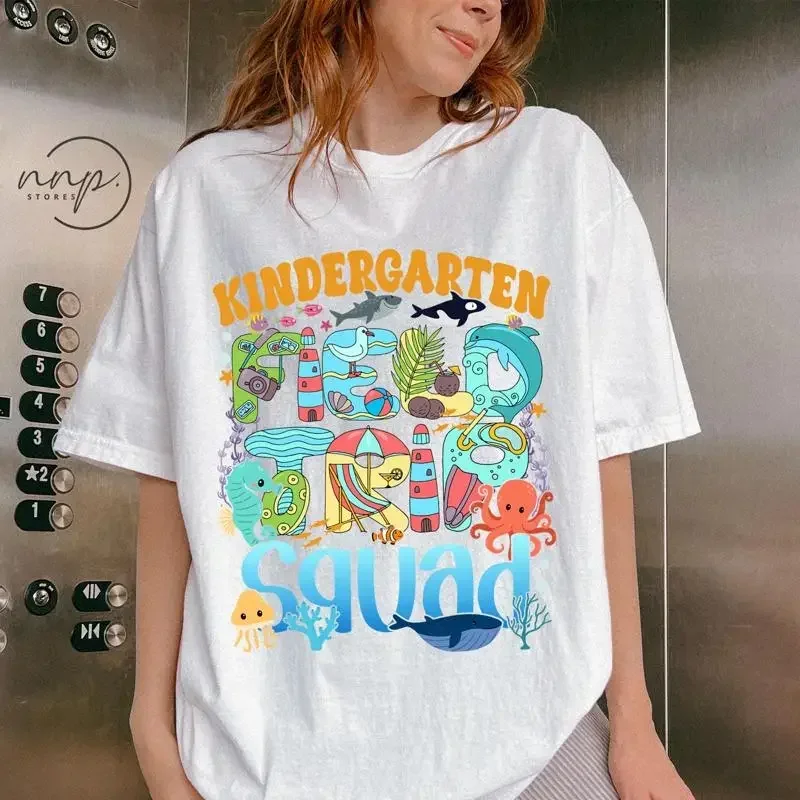 Fish Aquarium Kindergarten Field Trip Squad Shirt Underwater Sea Life Day Vibes Tee