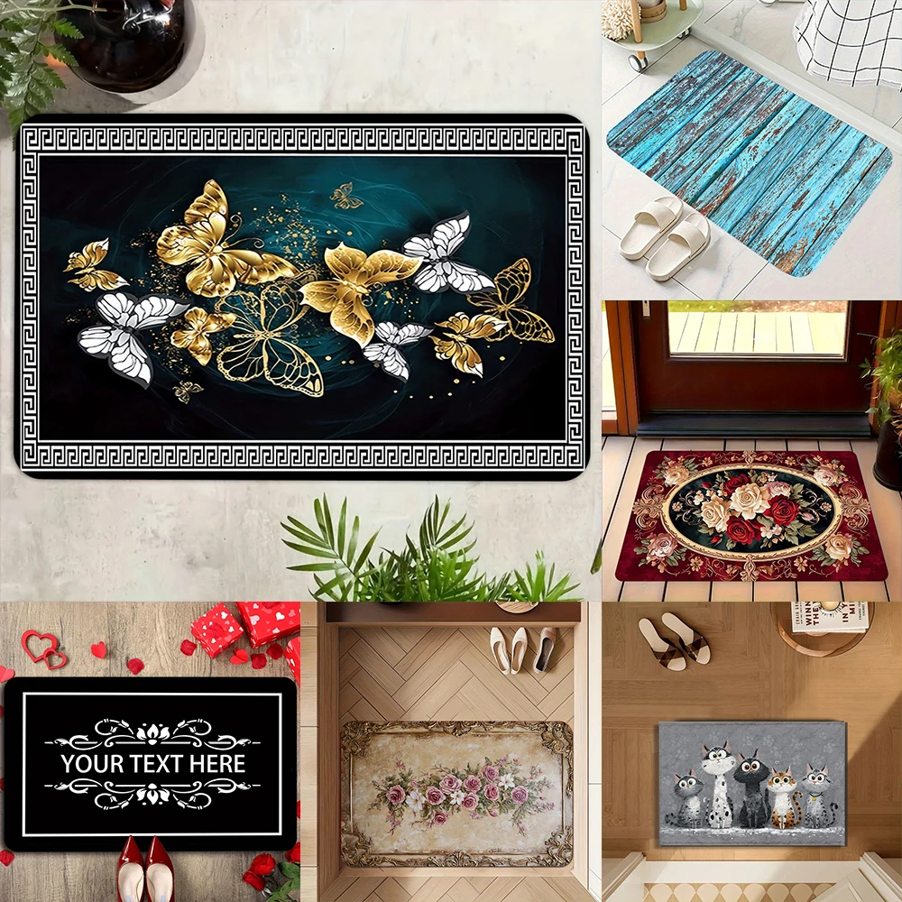 2D Flat-1pc Entrance Door Mats Collection , Suitable for entrance, kitchen, living room, rectangular carpet decoration.