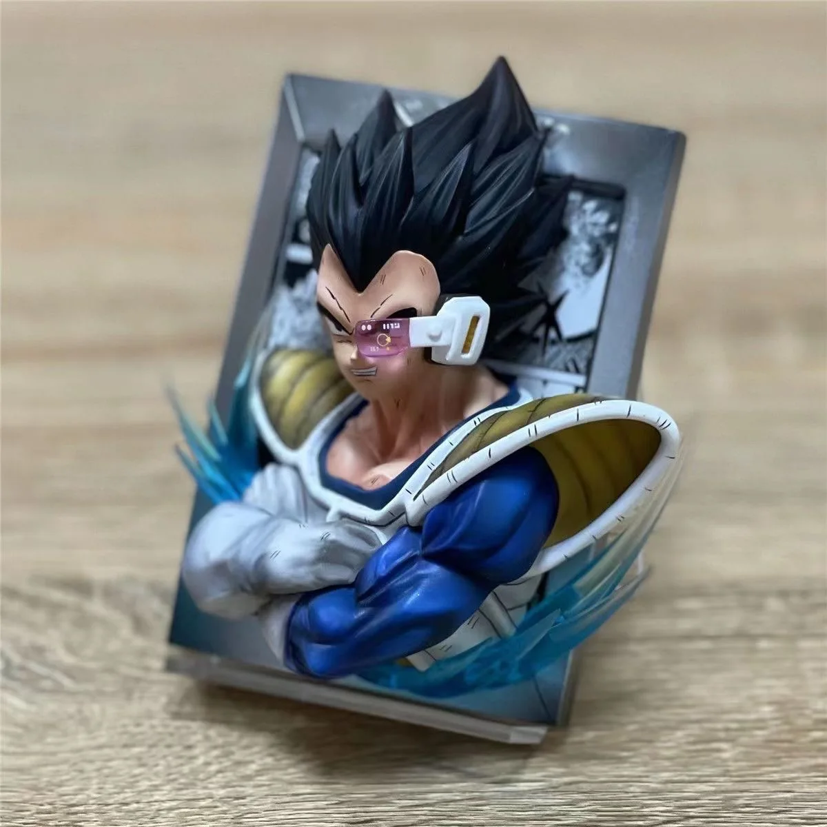 Dragon Ball Anime Action Figure, Son Goku, 3D Photo Frame Estátua, Vegeta IV Modelo, Ornamentos de Mesa, Presentes de Brinquedo Infantil, 10cm