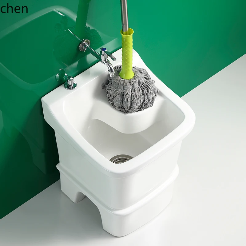 YFY Mop Pool Mop Sink Floor Type High Foot Wash Mop Pool Geobasin with Drain Basket