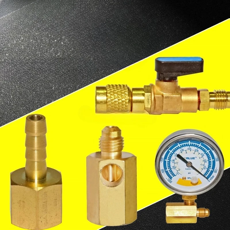 

1PC vacuum pump vacuum gauge adapter tube fitting Refrigeration brass connector