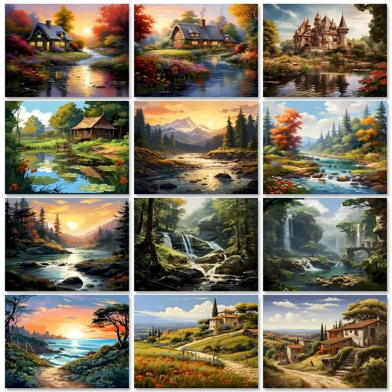 

GATYZTORY Modern Painting By Numbers On Canvas Countryside Scenery Handicraft Drawing On Number For Adults Wall Decor Gift Artwo