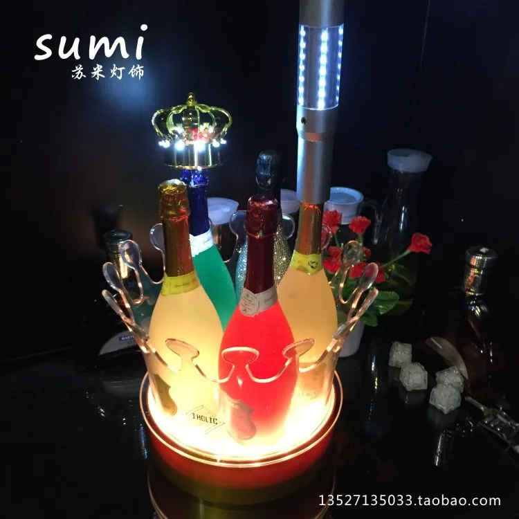 

Creative Grand Crown Luminous Ice Bucket LED Charging Mobile Champagne Bucket, Bar KTV Wine, Beer Bucket Wine Set