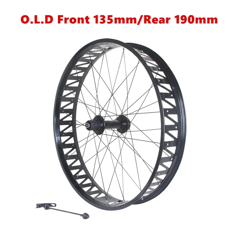 26x4.0/4.9 Inch Snowbike Disc Brake Wheel Set Peilin Hub Hollow Front 135mm Rear 190mm Fatbike Anodized Color Quick Release