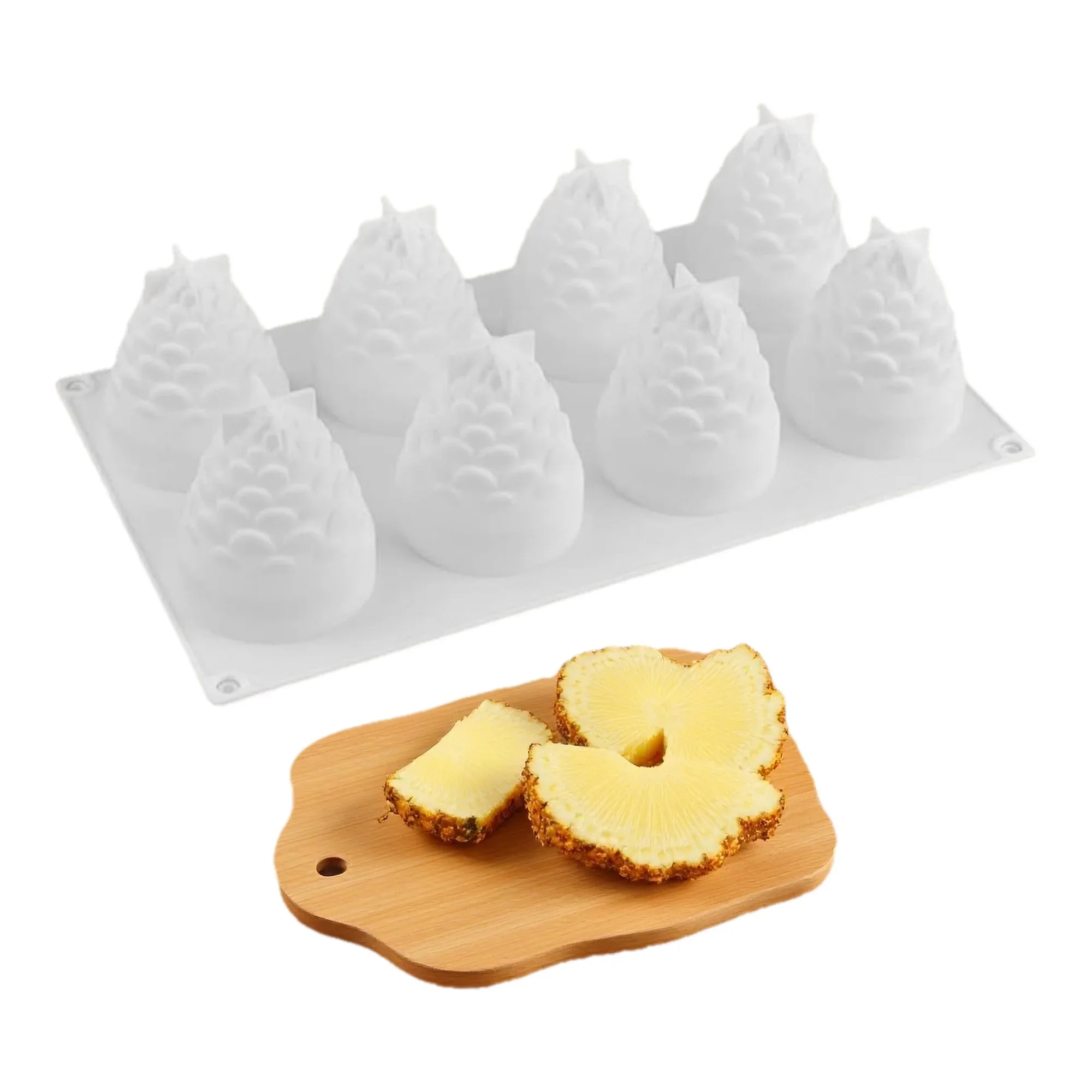 8-Cavity 3D Pinecone Silicone Mold for Baking, Soap & Candles - Food-Grade Oven-Safe Christmas Cake Decorating Mold