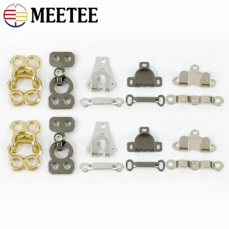 10/20Set Meetee Metal Invisible Pant Hook Mink Coat Hidden Buckle Trousers Skirt Garment Hooks Underwear Button Sewing Accessory