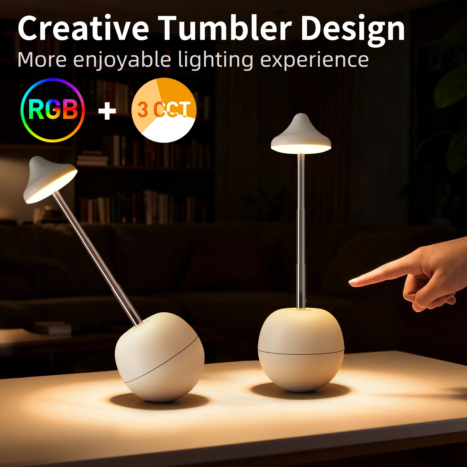 LED Charging Tumbler Desk Lamp RGB 3CCT Living Room Study Bedroom Corridor Atmosphere Light Featured Ornament