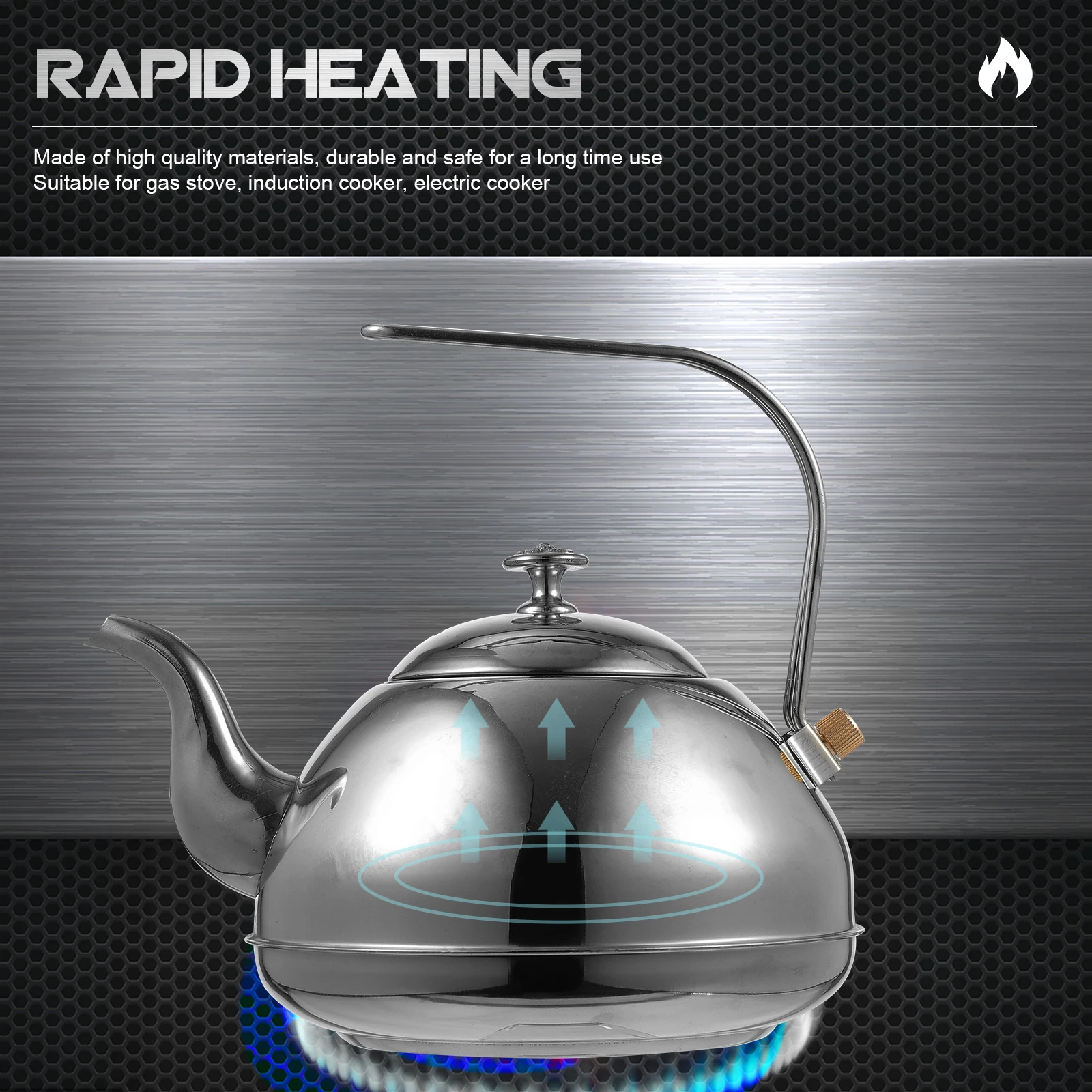 

Stainless Steel Tea Kettle 1.5L Boiling Teakettle Glossy Surface Easy Grip Handle Built-In Filter Gas Stove Kettle Home