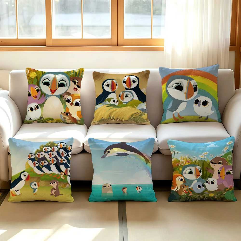 Cartoon P-Puffin R-Rock cushion cover Anti-dustmite Sofa Cushion Decorative Office Cover Lounge Area Indoor & Outdoor Use