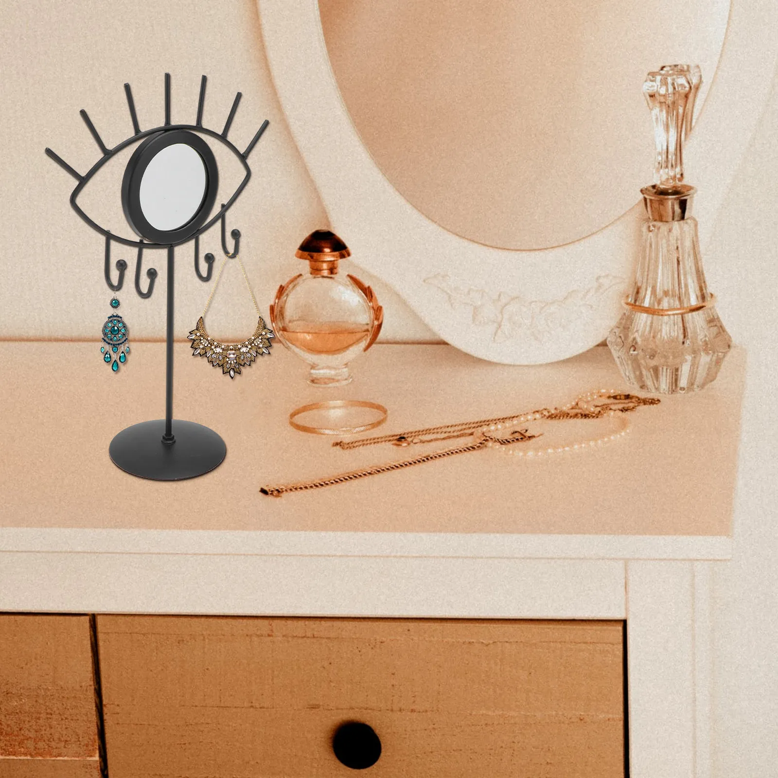 

1Pcs Premium Iron Jewelry Display Rack Earring Holder Necklace Stand Bracelet Organizer Accessories Storage for Counter Living