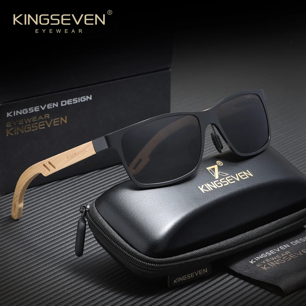 KINGSEVEN Bamboo Natural Wooden Handmade Sunglasses Men Polarized Eyewear Sun Glasses For Women