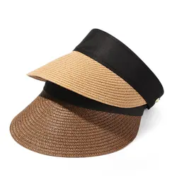 Foldable Portable Beach Hat Wide Brim Sun Hat Roll-up Summer Casual Straw Cap Visors For Women