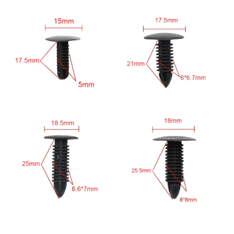 

40 шт. для 5 мм, 6 мм, 7 мм, 8 мм, зажимы для фиксации брызговика автомобиля, подкладка задней двери на крышу, заклепка, зажим для панели, пластиковые крепления