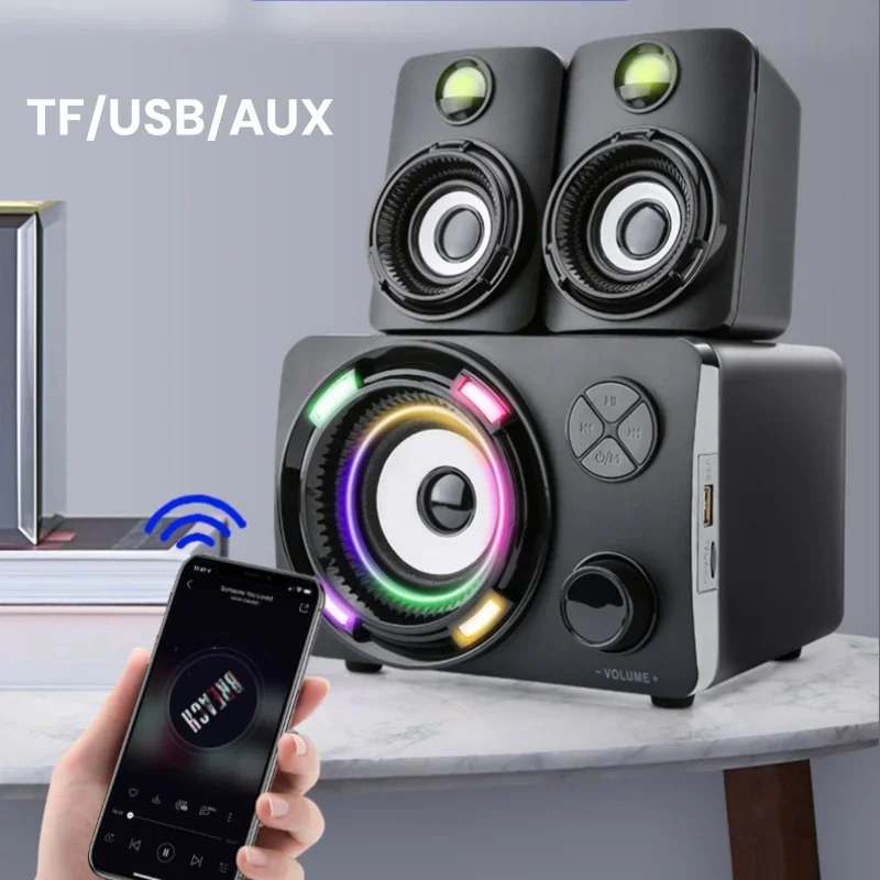 Cool Laptop 2.1 Sound Box RGB Gaming Speakers Desktop Audio Home Office USB Wired Computer Notebook Audience Bluetooth Speaker