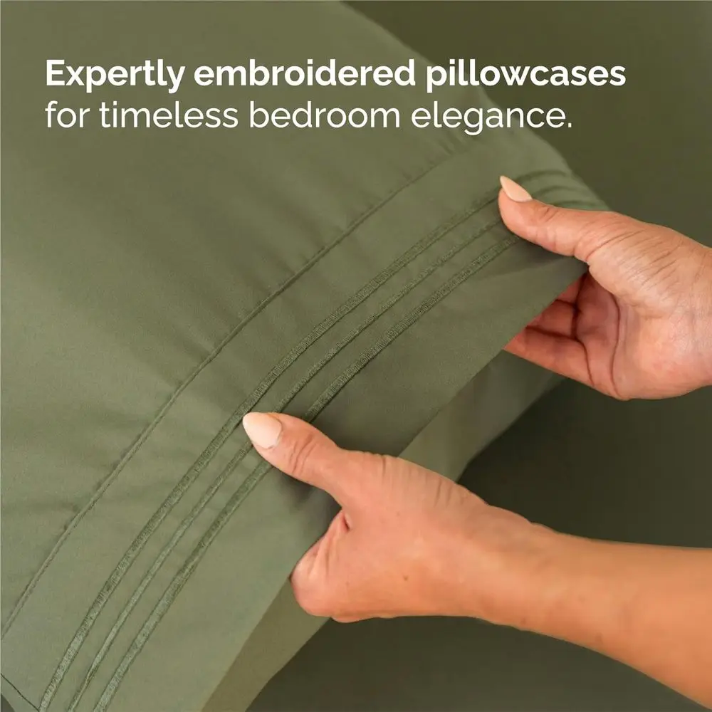 Set Sprei Mewah Warna Hijau Sage - 4-Potong Lembut, Bernapas, dengan Kantong Dalam yang Dapat Menampung Semua Ukuran Kasur untuk Segala Usia