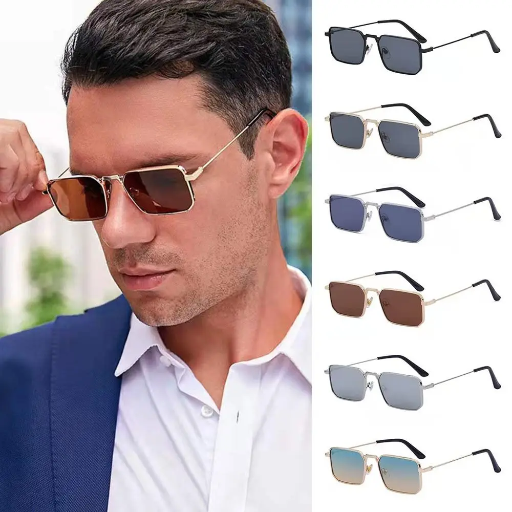 

Retro Rectangle Sunglasses for Women Men, High-Quality Metal Frame Punk Sun Glasses Vintage Travel Shades UV400 Protection