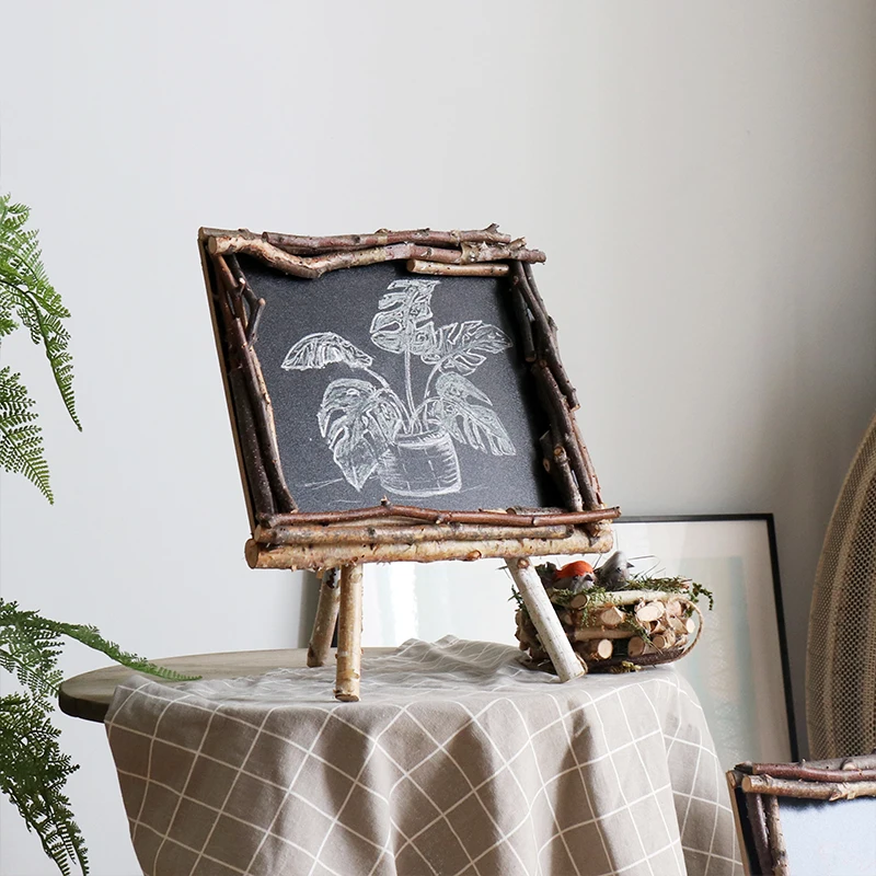 Birch bracket, small blackboard, note board, Mori kindergarten decoration ornament, cafe bar window shooting props