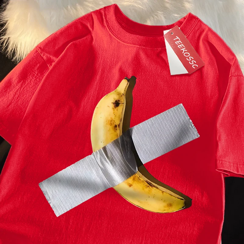 تي شيرت بأكمام قصيرة للرجال والنساء ، متعة مانعة للموز بشريط ، قميص قطني ، تيشيرتات فضفاضة كاجوال للشارع ، صيف جيد التهوية ، جودة عالية ، ناعم #3