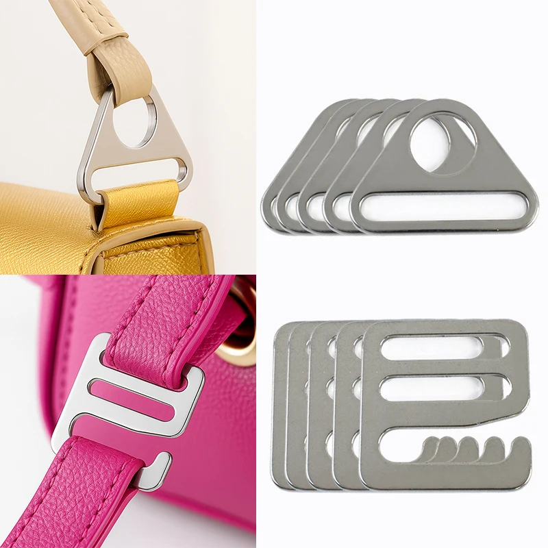 10/20/5P 16-38mm Stainless Steel Triangle Ring Buckle Adjuster Tri-Glide Slider Clasp Bag Strap Side Clip Hanger Hook Accessory