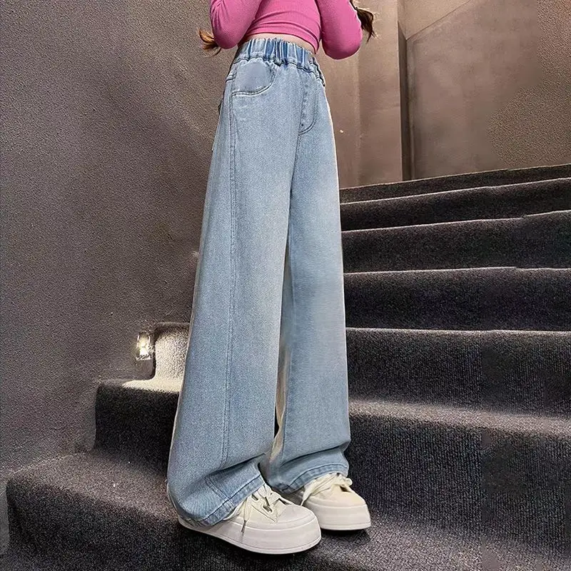 

Girls' Loose-Fitting High Waist Boyfriend Jeans Casual Spring/Summer Outwear, Trendy Asian Style 2025 New
