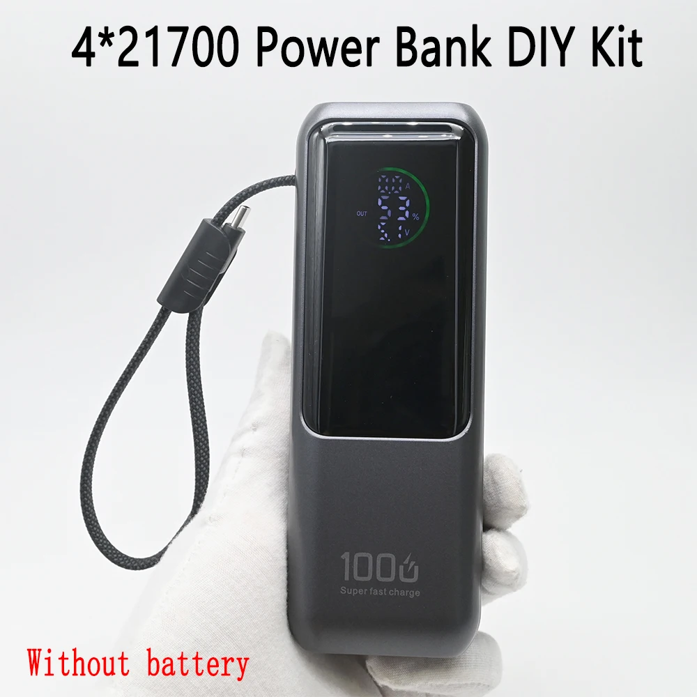 PD100W Portable Power Bank Kit DIY Fast Charging with Digital Display Multi-Layer Protection for Smartphones 21700 Battery Case