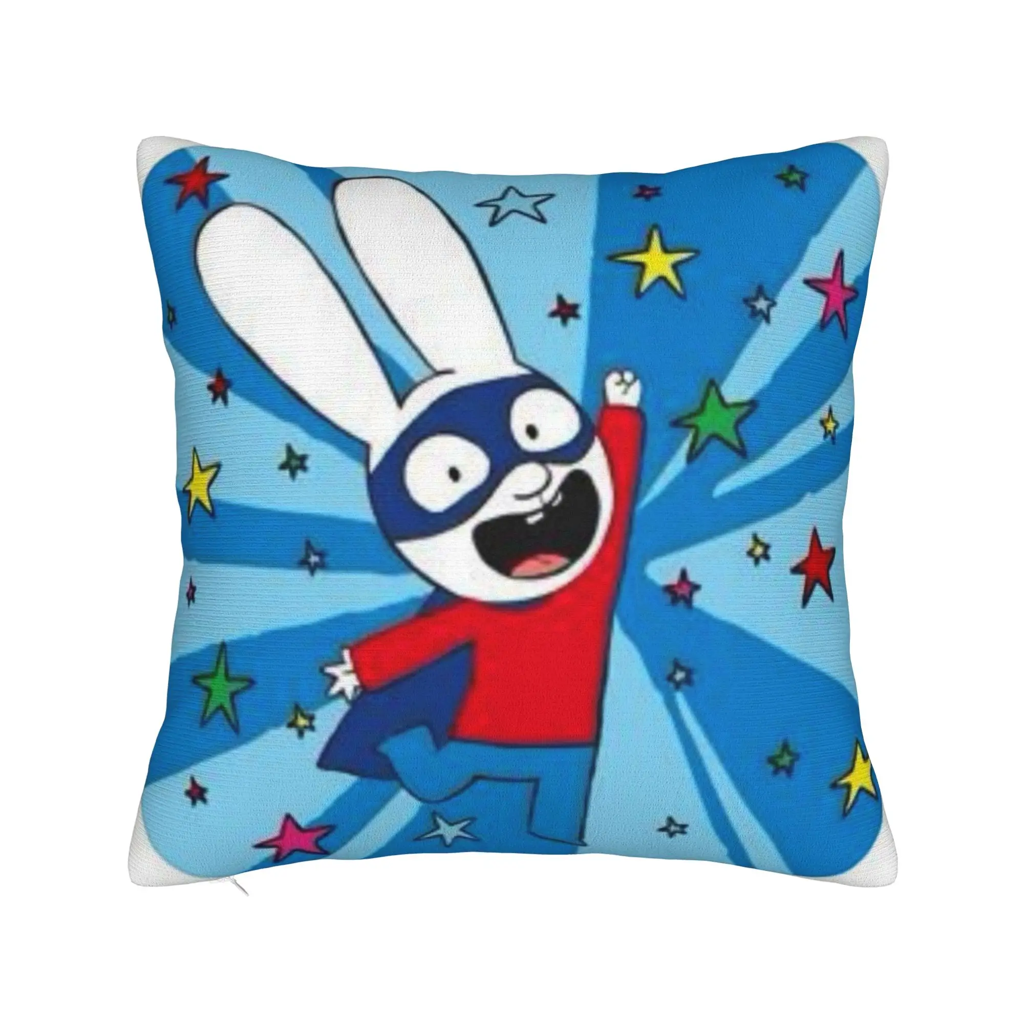S-Simon Super Rabbit Pillow Case  Cute Funny Pillow Cover Print Pillowcases For Living Room Bed Chair