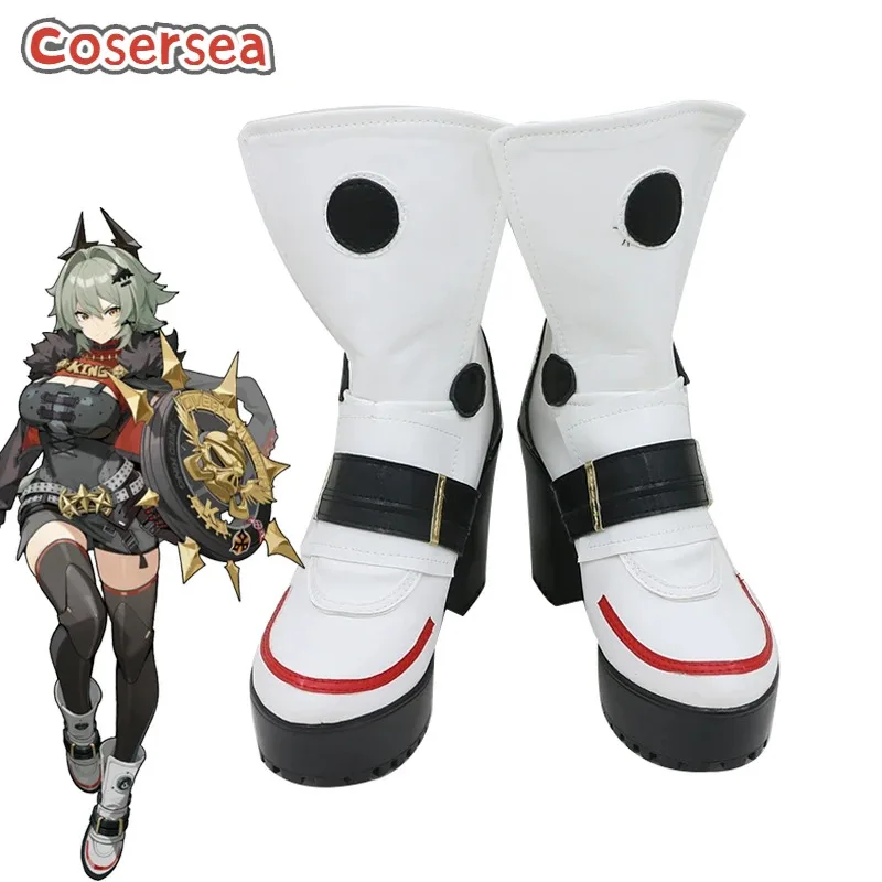 

Cosersea Caesar King Cosplay Shoes Game Zenless Zone Zero Caesar King High Heel Halloween White PU Leather Cos Cosplay Shoes
