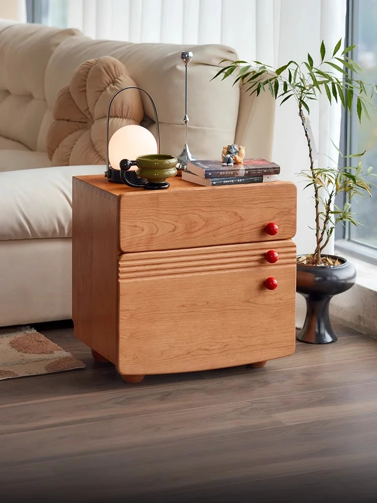 

Solid wood bedside table, large capacity locker