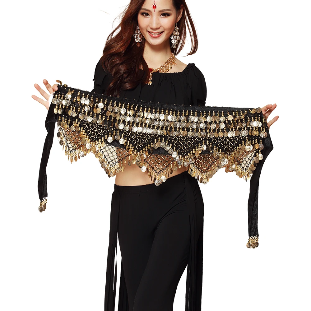 สไตล์ใหม่เหรียญ Belly เต้นรำห่วงโซ่เอวสะโพกผ้าพันคอ BellyDance เสียงเข็มขัดเอว,9สีสำหรับเลือก