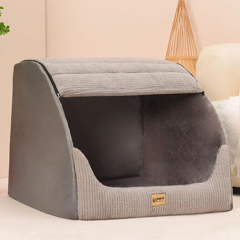 Lit de chambre fermé lavable pour animaux de compagnie, chenil, villa, accent de chat, fournitures pour animaux de compagnie, chaud, moyen, grand