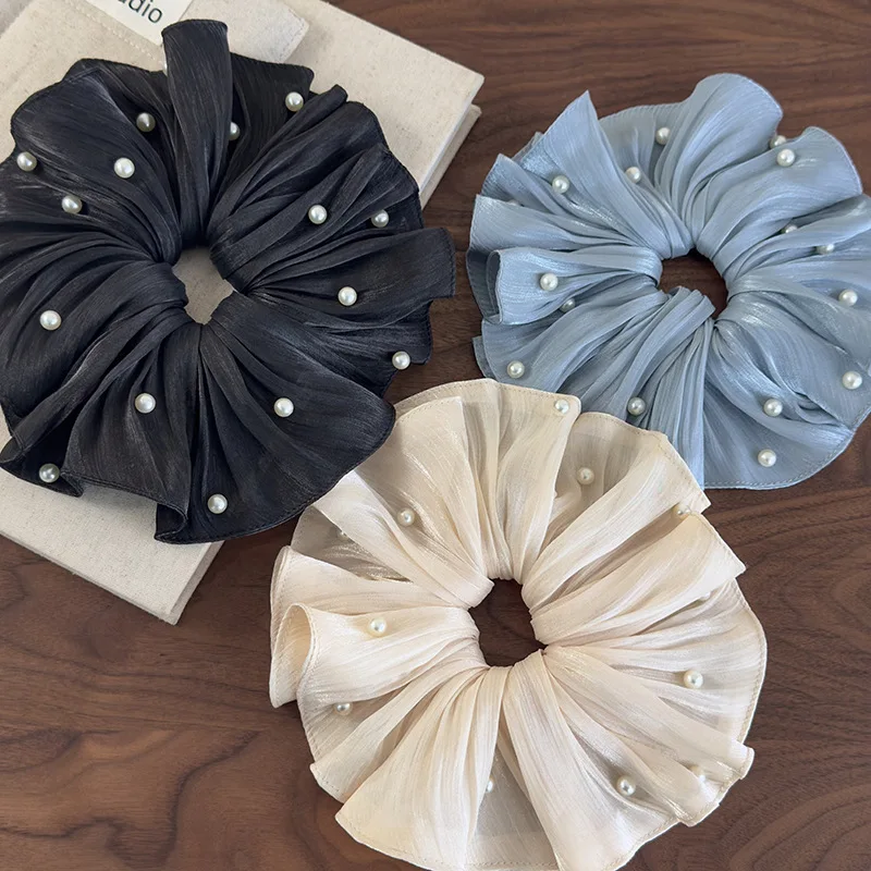 

Жемчужные резинки для волос для женщин, элегантные шелковые резинки для волос, эластичные резинки для волос, женские аксессуары для волос, держатель для хвоста, резинки