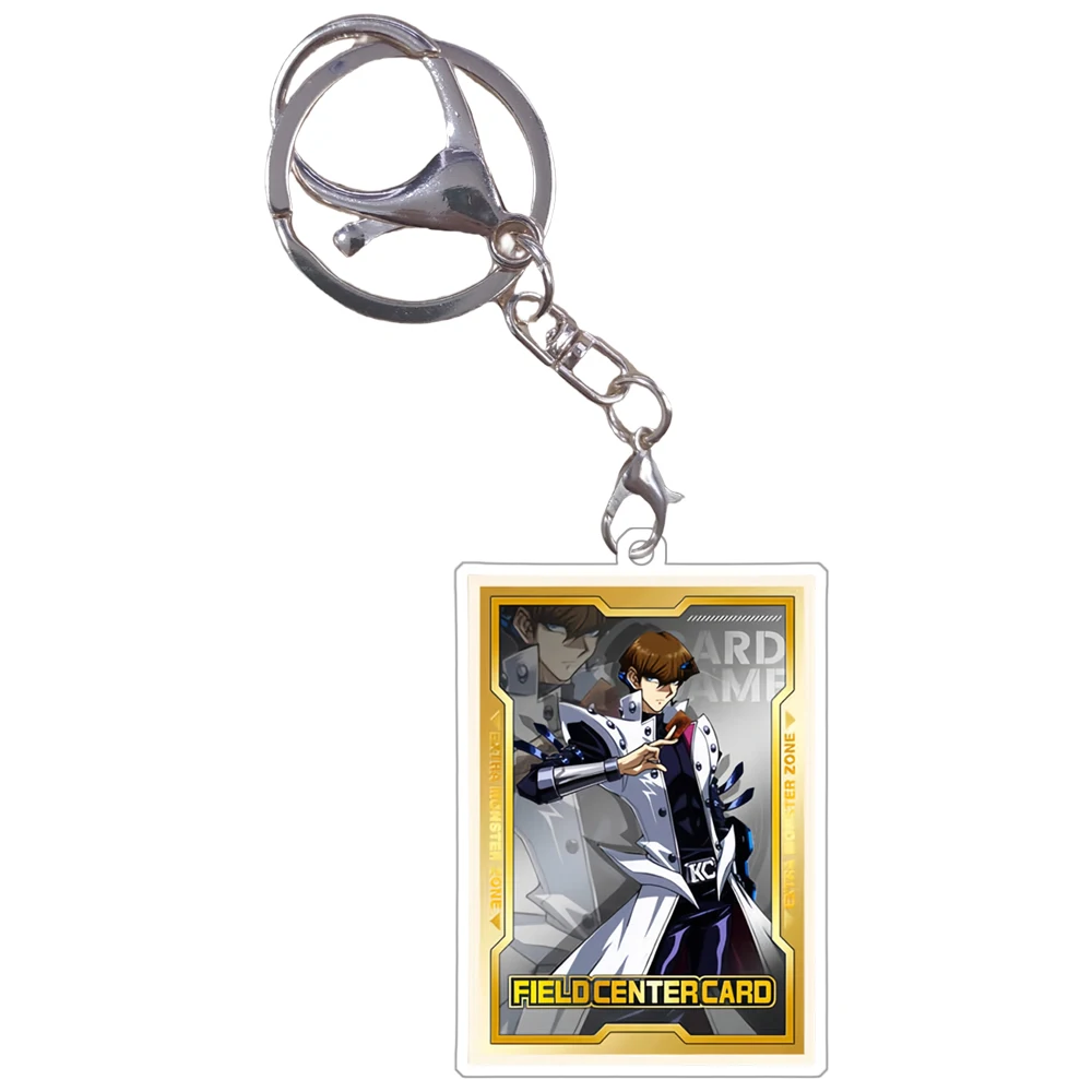 Yu Gi Oh Double Sided Center Card Series Keychain Mutou Yugi Seto Kaiba Joey Wheeler Game Characters Acrylic Small Cards Pendant