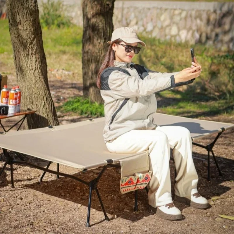 %Camp Cot  Camping  Bed  Aluminum Alloy Folding Bed Ultra-Light Lightweight Outdoor Camping Tent Self-Driving Lunch Break 4 Rods