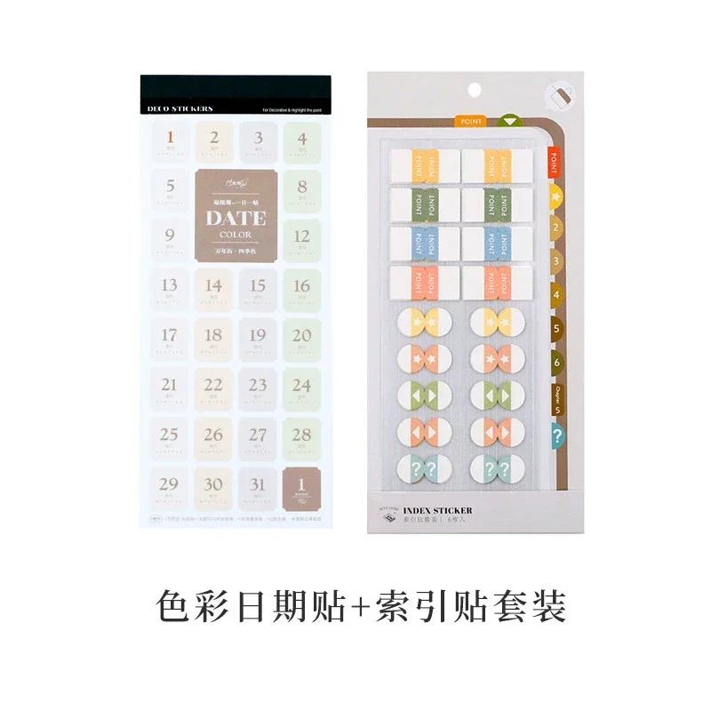 Four Seasons Color Perpetual Calendar Date Sticker Notebook Annual Day Plan Daily Jounal Notebook Stickers