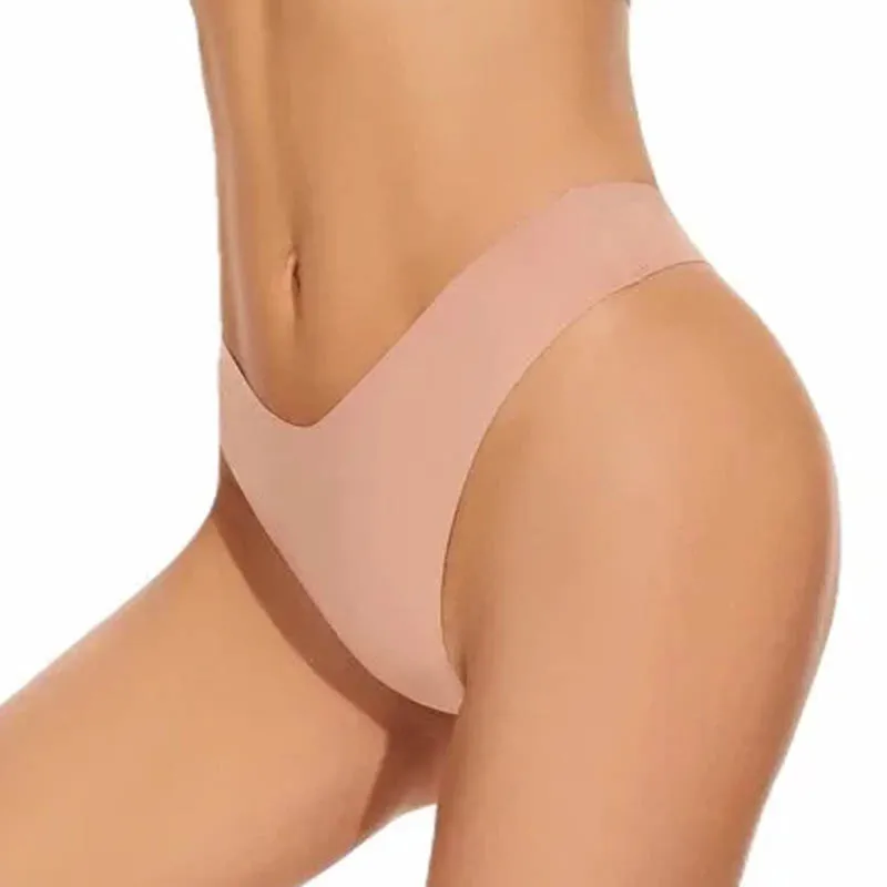 CINOON 3Pcs/Lot Sexy No Trace Panties for Women Ice Silk Thong V-waisted Stretch Breathable G String Underwear Comfort Intimates