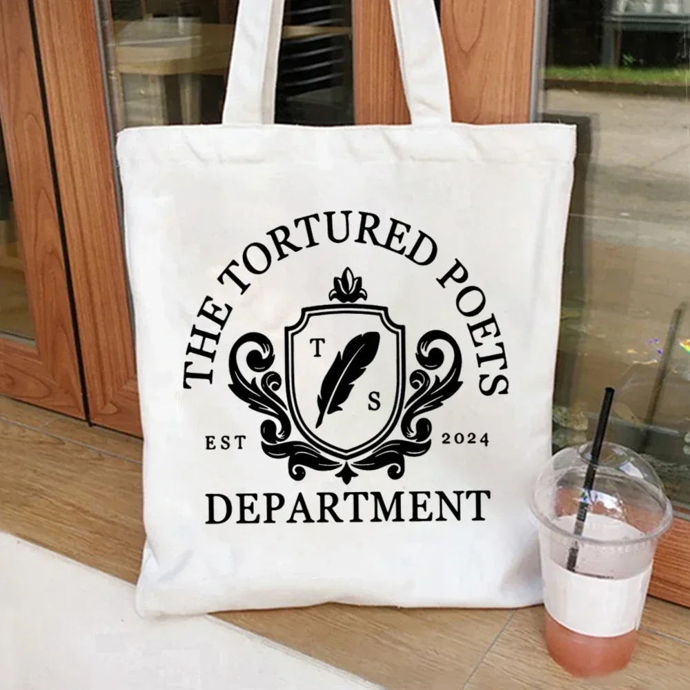 The Tortured Poets Department Swiftie Gift Pattern Canvas Tote Bag Shoulder Bag Makeup Bag Foldable Travel Gifts for Women