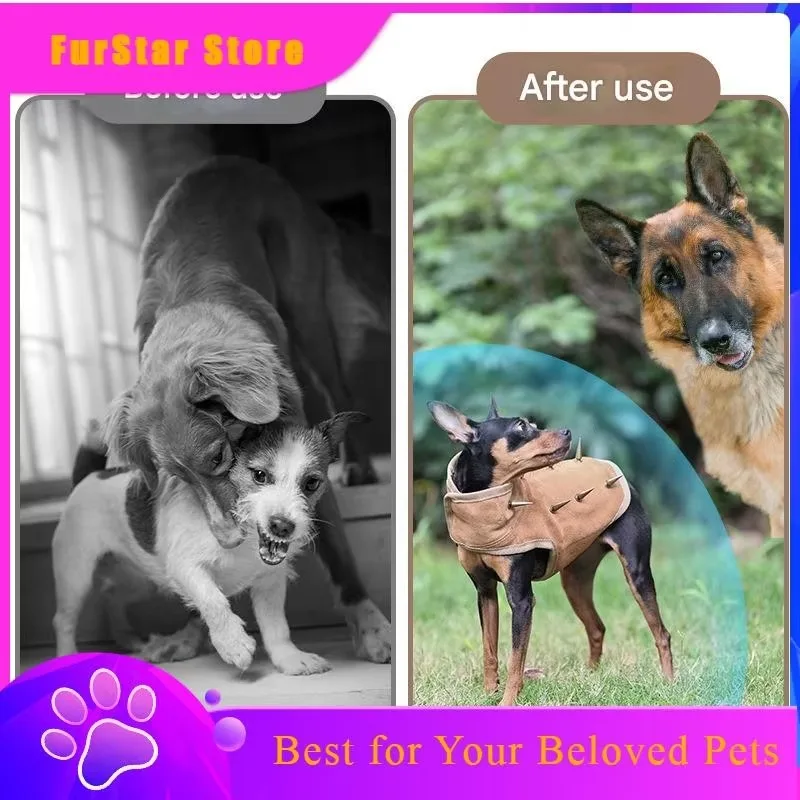 FurStarDog Spike Vest Anti-Bite Anti-Hawk Protective Adjustable Breathable Leather Vest For Small Pets XS S